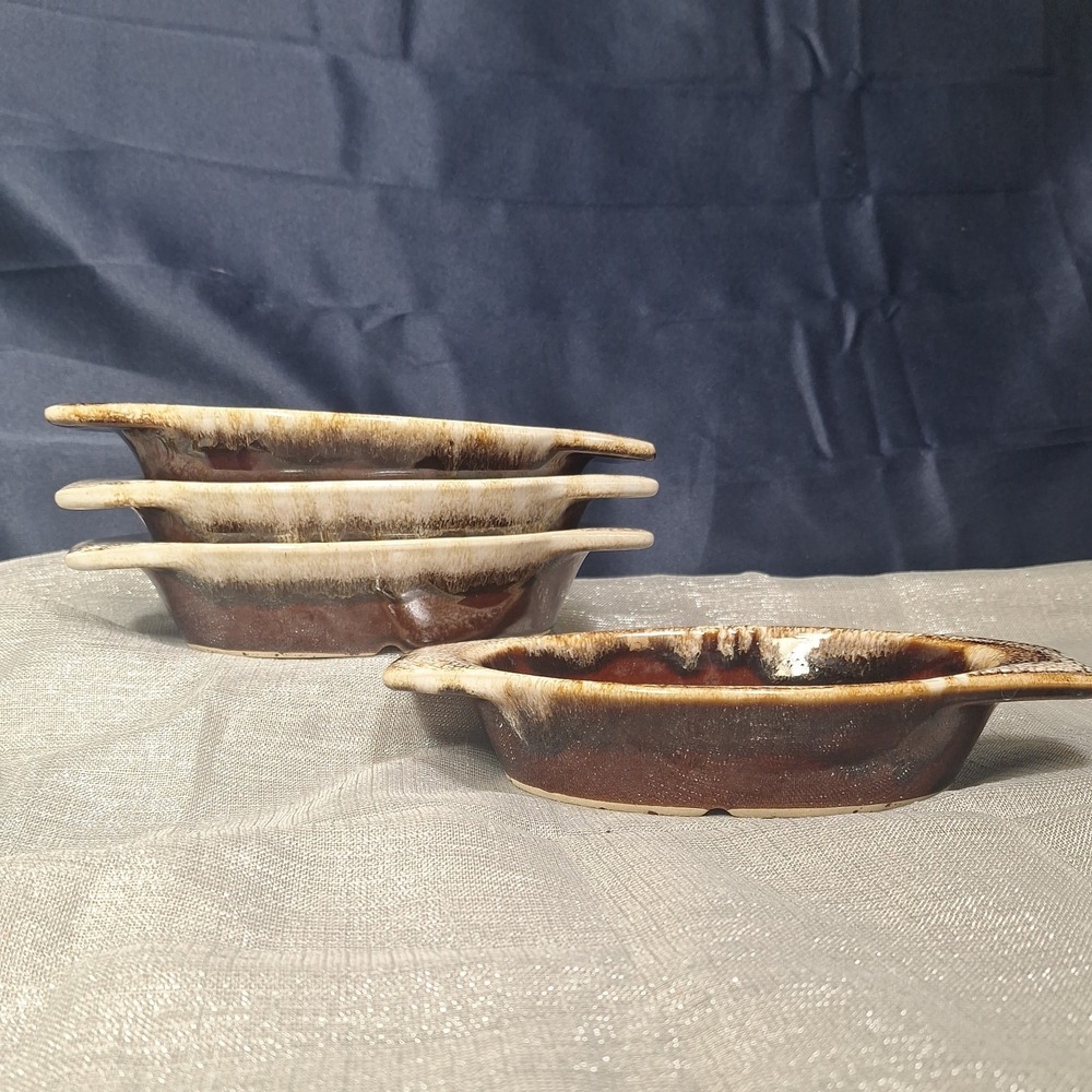 4 Western Stoneware Maple Leaf USA Brown 10 oz Au Gratin Casserole Dish Vintage - Picture 4 of 6